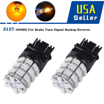 

4x 3157 3156 60 SMD LED Amber Turn Signal Stop Parking Light Bulbs 4114 4157NA