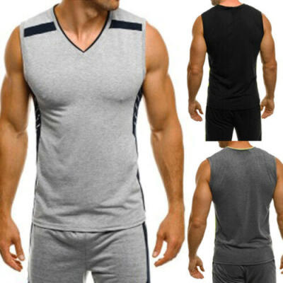 

Men Summer Sleeveless Casual Cotton Gym Sports Slim Fit Vest Tank Top T-Shirt