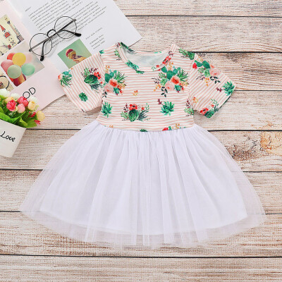 

Toddler Kid Baby Girl Short Sleeve Flower Lace Party Princess Dress Clothes