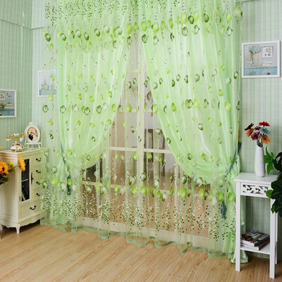 

Tulip Flower Yarn Sheer Window Curtain Beads Door Scarf Drapes for Bedroom