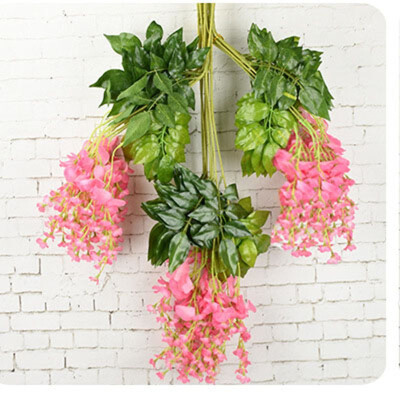 

FUNNYBUNNY 361 Feet Artificial Silk Wisteria Vine Ratta Silk Hanging Flower Wedding Decor