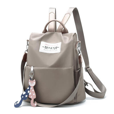 

Quality Leather Backpack Women Design Fox Pendant School Bag 2019 New Fashion Oxford Canvas Travel Bag Ladies Backpack