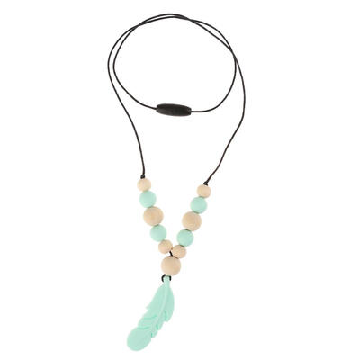 

Silicone Molar Training Baby Teethers Necklace Feather Pendant Chewing Toy
