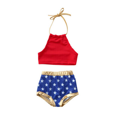 

US 2PCS Summer Kids Baby Girl 4th of July Bikini Swimwear Swimsuit Bathing Suit