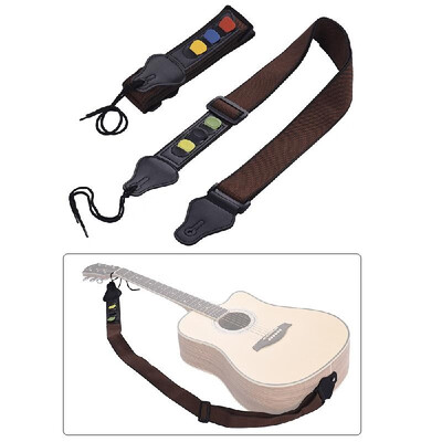 

2pcs Pack Adjustable Guitar Shoulder Strap Microfiber Cotton Belt Synthetic Leather Ends with Guitar Pick Pockets & 3pcs Guitar