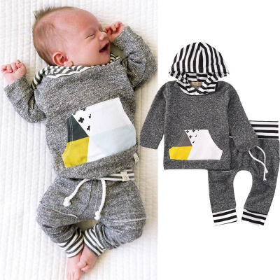 

2PCS Kid Baby Boys Pullover Hooded Coat Pants Set Clothes Outfit 0-18M