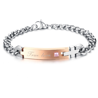 

AAA beautiful zircon couple titanium steel bracelet Valentines Day gift