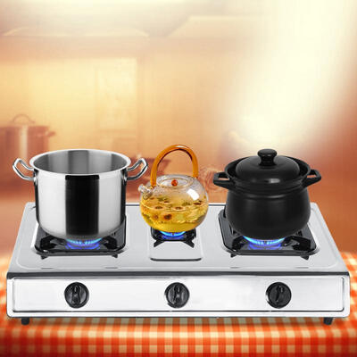 

Greensen 1Pc Stainless Steel 3 Burner Gas Stove Home Kitchen Cooktop Cooker