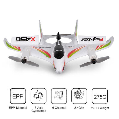 

WLtoys XK X450 RC Airplane Brushless 24G 6CH 3D6G RC Helicopters Vertical Takeoff LED RC Glider Fixed Wing Aircraft RTF