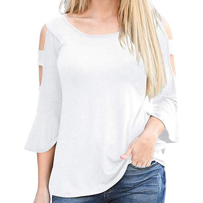 

Nomeni Womens Tops Cold Shoulder Spring Summer Cute 34 Sleeve Tee Shirts