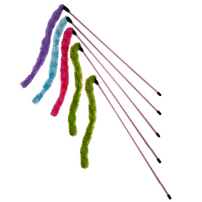 

5pcs Funny Cat Stick Wire Plush Toy Pet Dog Cat Teaser Wand With Bell Toy