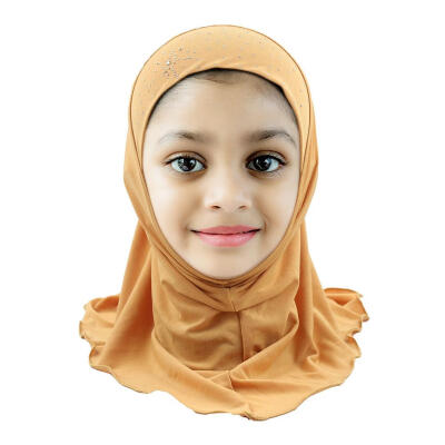 

Children Crystal Linen Muslim Fashion Headscarf Daily Headwrap Long Shawl