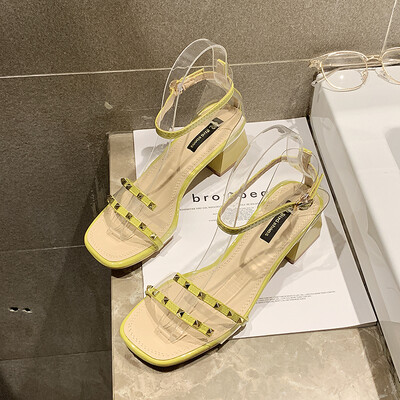 

Sandals women 2019 new summer fashion Joker word with fairy wind net red ins tide thick heels summer