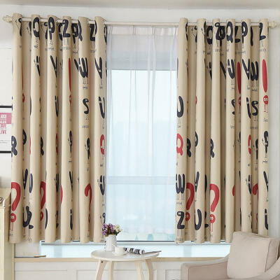 

Modern Letter Print Curtains Grommet Blackout Curtain Panel 100cm X 200cm