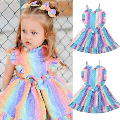 

US Toddler Baby Girl Love Colorful Sleeveless Dress Romper Summer Outfit Clothes