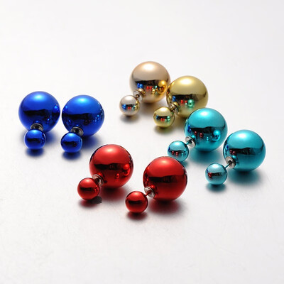 

Electroplated Plastic Pearl Ball Stud Earrings Mixed Color 8155mm Pin 08mm