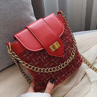 

2019 Korean version fashion new small bag collision color braided chain bag foreign air portable single shoulder oblique span bag