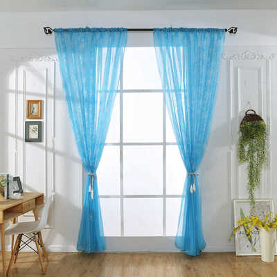 

Nordic Home Window Curtain snowflake print semi-shade Transparent Curtain Decorative Drapery for bedroom livingroom office decor