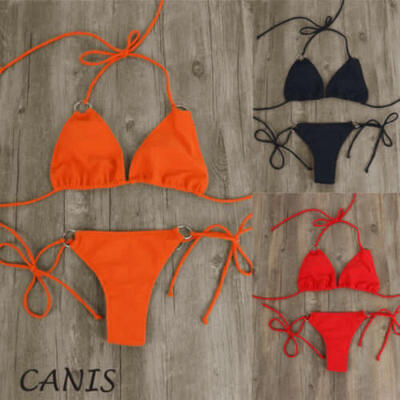 

Triangle Swimwear Bathing Padded Bra Bikini Set Swimsuit Women Bandage Push-up