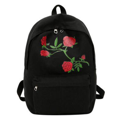 

Preppy Chic Women Canvas Flower Printed Large Capacity School Backpack