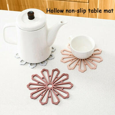 

Hollow Flower-Shape Coaster Tea Coffee Cup Mat TPR Soft Non-Slip Placemat Home