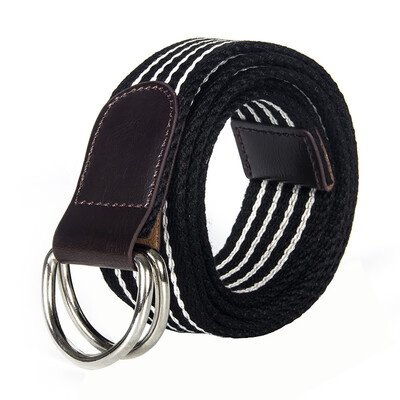 

Unisex canvas belt fashion stripe canvas Alloy Double ring buckle Men belt outdoor casual Men&Women cowboy pants belt