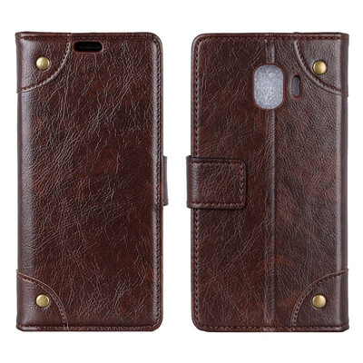 

MOONCASE Samsung Galaxy J2 Pro 2018 copper buckle nappa leather case - coffee