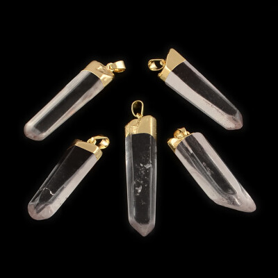 

Natural Crystal Big Pendants with Golden Plated Iron Findings Bullet Clear 4260x1316x914mm Hole 4x6mm