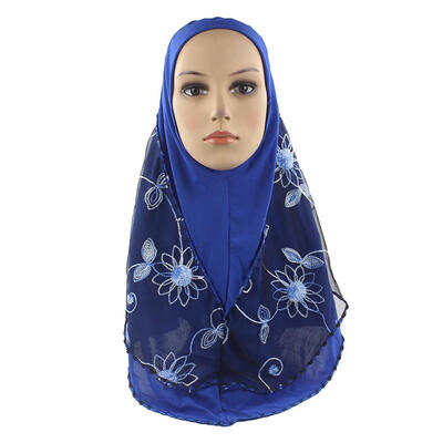 

Muslim Headscarf Embroidery Mesh Parent-Child Adult Soft Turban Wrap Shawls