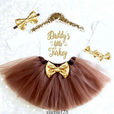 

Cute Infant Baby Girl Princess Romper Long Sleeve Skirt Headband Outfits 4Pcs