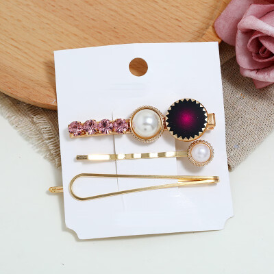 

Pearl Hair ClipPearl Hairpin Diamond Studded Clip Side Clip Two-piece Multi-color Drill Hairpin Headdress Accessories