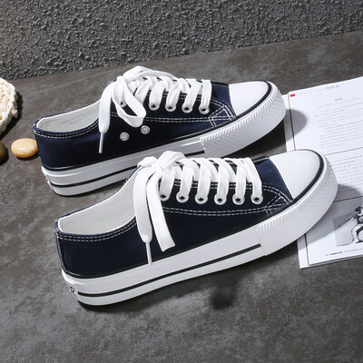 

Autumn new small white canvas womens shoes 2019 trendy shoes black retro shoes Korean version sneakers 100 student cloth shoes