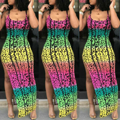 

US Women Summer Maxi Dress Boho Beach Evening Cocktail Party Sling Slim Dress