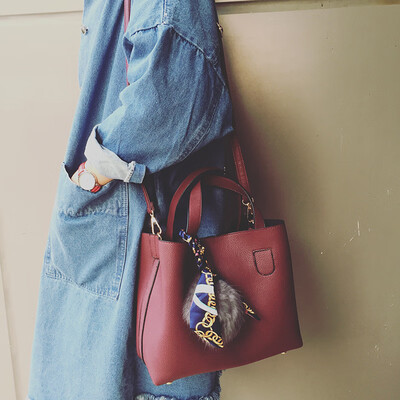 

Female Shoulder Bag Girls Messenger bag Casual Women Bag Litchi Pattern Soft PU Leather Women Handbag Two Pieces