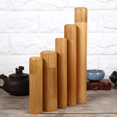

1Pc Round Shape Portable Handmade Natural Bamboo Tea Jar Storage Holder Container Box Home Use Tea Storage Bamboo Tea Container