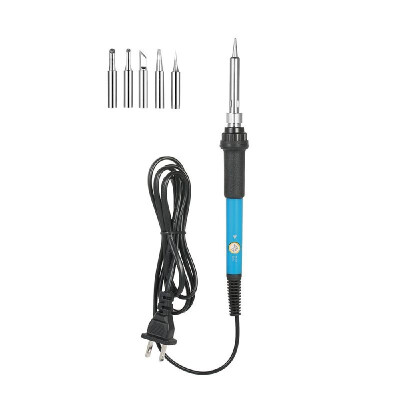 

60W Electric Adjustable Temperature Welding Soldering Iron 5 Replacement Soldering Tips Set