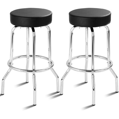 

Set of 2 Bar Stools Round Seat Backless Furniture