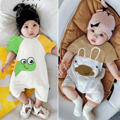 

US Stock Newborn Boy Baby Girl DinosaurBear Cartoon Romper Jumpsuit Sunsuit