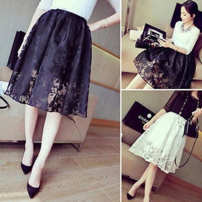

NEW Fashion Women Double Layer Chiffon Pleated Retro Elastic Waist Skirt