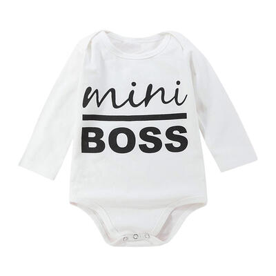 

Newborn Baby Long Sleeve Basic Rompers Cute Letters Print Cotton Jumpsuit