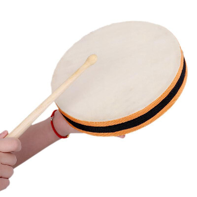 

8" Wood Hand Drum Dual Head with Drum Stick Percussion Musical Educational Toy Instrument for KTV Party Kids Toddler