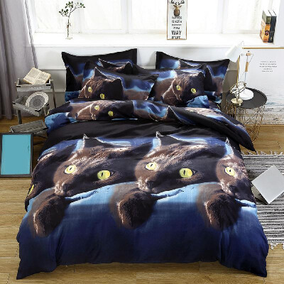 

4pcsset 3D Cat Printed Pattern Duvet Cover2 23 meters & Bed Sheet23 23 meters & 2PCS Pillowcase480 740mm Bedding