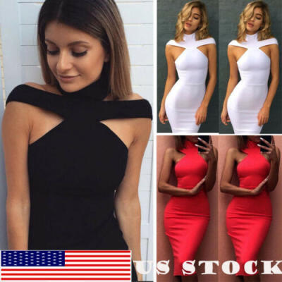 

Sexy Womens Bodycon Sleeveless Evening Party Cocktail Club Short Mini Dress US