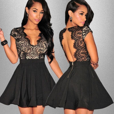 

Sexy Women Summer Casual Sleeveless Evening Party Cocktail Lace Short Mini Dress