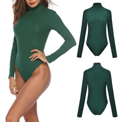 

Starmoon Fashion Womens Sexy Long Sleeve Turtleneck Solid Jumpsuit Leotard Top Romper