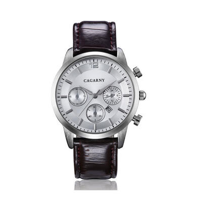 

CAGARNY Mens Causal Wristwatch Business Quart Watch With Leather Band