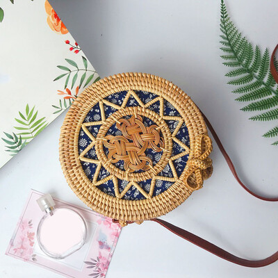 

Tailored Circle Handwoven Bali Round Retro Rattan Straw Beach Bag Crossbody
