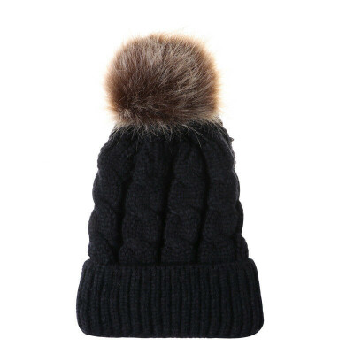 

New Hot Women Winter Racoon Fur Pom Pom Big Ball Knit Beanie Cap Bobble Hat