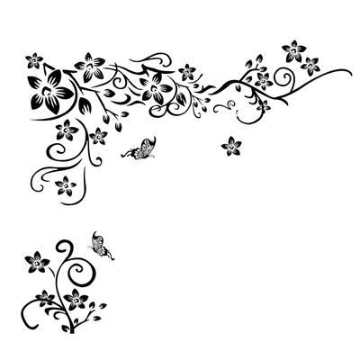 

PVC Wall Sticker Black Flower Vine Vinyl Art Decal Living Room Bedroom Decor Removable Home Wall Decal Room Wall Decal