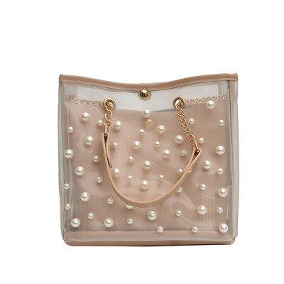 

Tailored Woman 2019 New Transparent Pearl 2PC Shoulder Chain Bag Fashion Messenger Bag